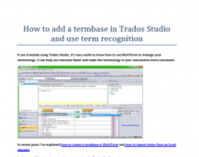 如何在Trados Studio中添加术语库并使用术语识别